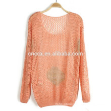 15JWS012 woman spring summer polka dot hollow out thin blend sweater